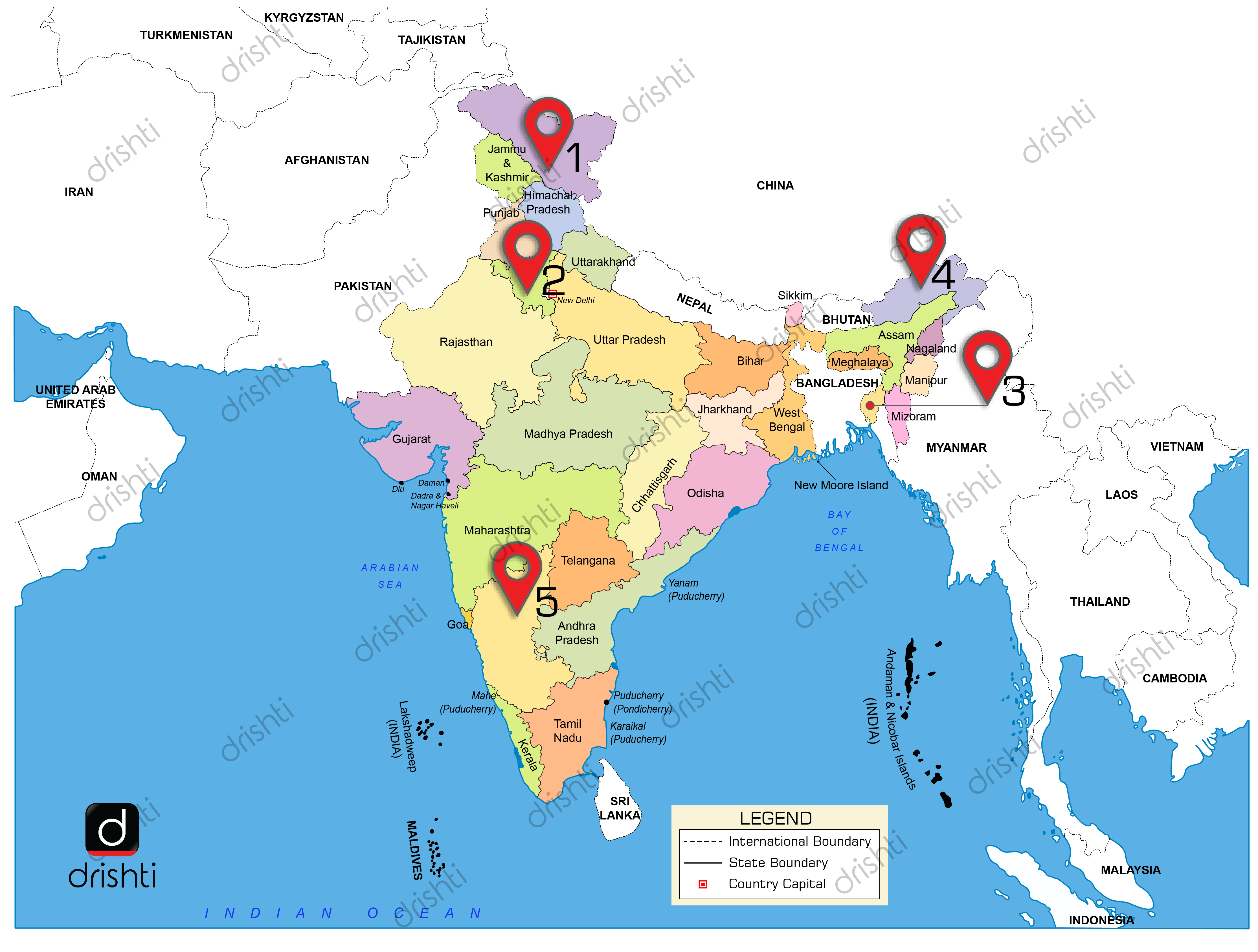 India New Map 2021 India Map : August (I) 2021 : Learning Through Maps